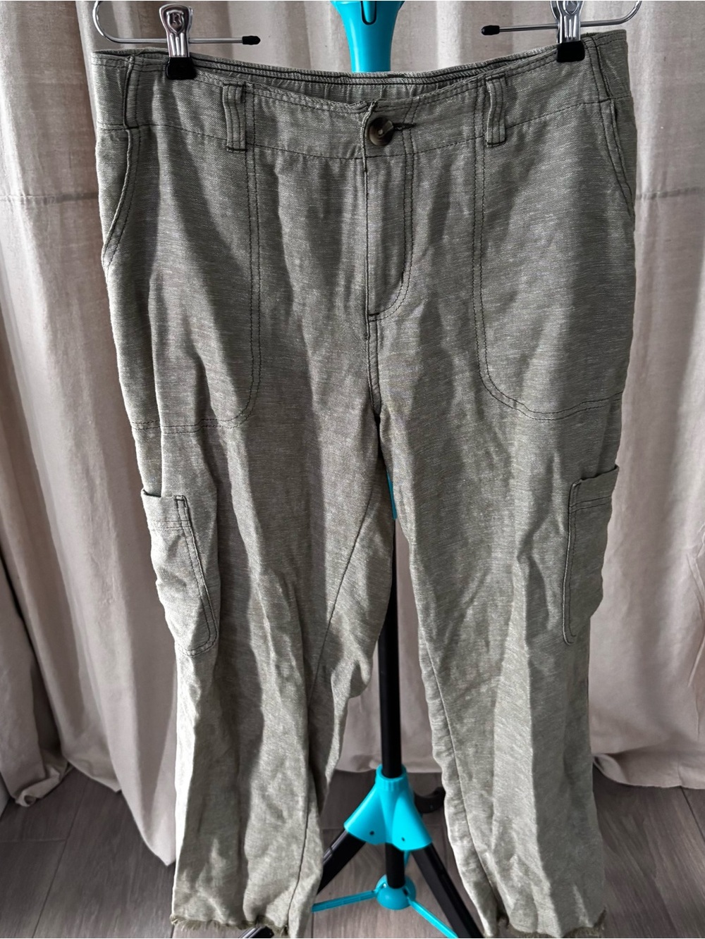 Sonoma Olive Green linen blend Cargo Pants with Side Pockets